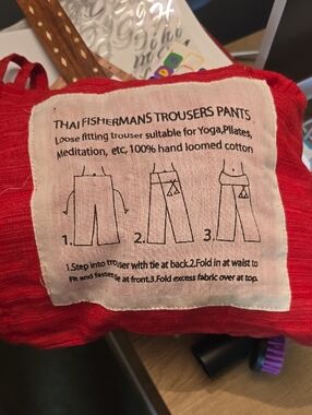 Hand-Loomed Red Trousers Pants for Yoga & Play